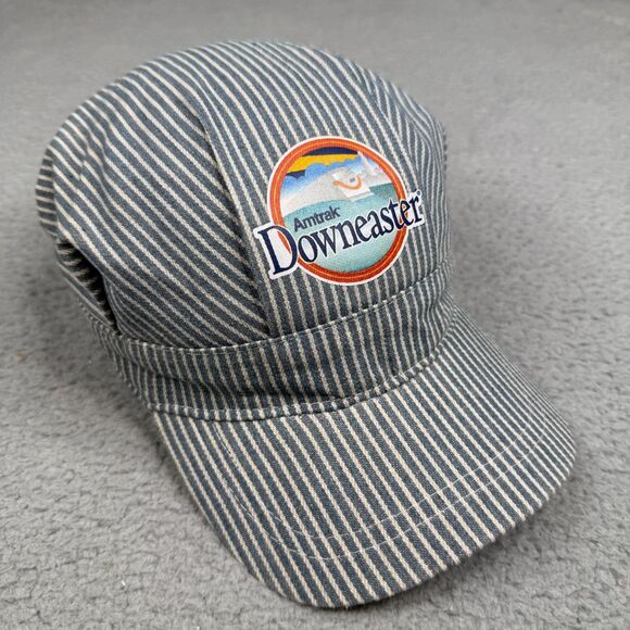 Amtrak Downeaster Hat Cap Railroad Engineer Train Conductor Patch Striped 55cm